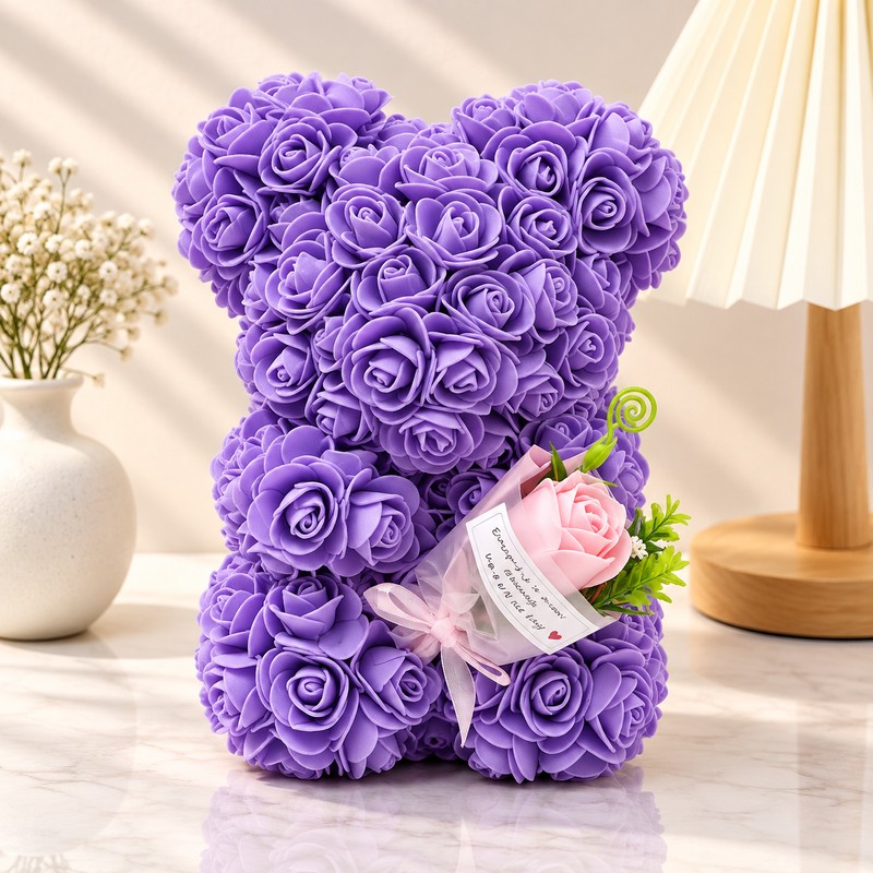 Rose Teddy Bear for Romantic Gifts – Artificial Rose Bouquet