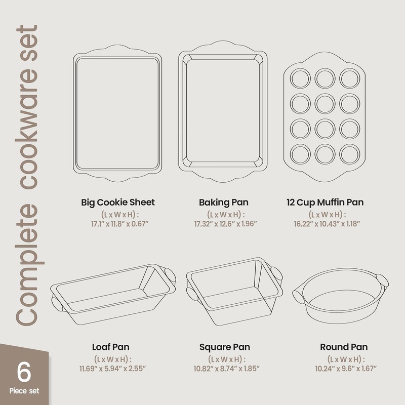 BAKKENMASTER Baking Set – 6 Piece Kitchen Oven Bakeware Set