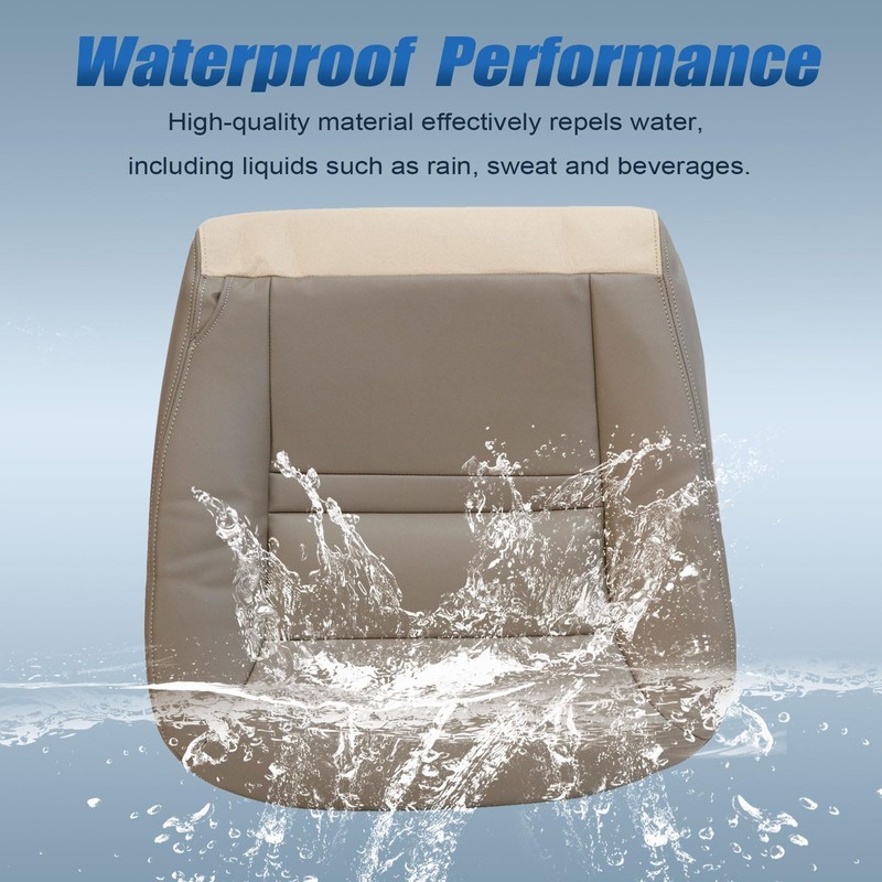 SecosAutoparts Tan Front Driver Side Bottom Replacement Microfiber Leather Seat