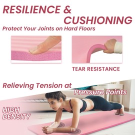 Aurorafy Yoga Mat 1-Inch Extra Thick High-Density Exercise Mat with Non-Slip Surface & Carry Strap for Men & Women Tear-Resistant Pilates Workout Mat for Home Gym, Floor Fitness, Pearly Pink