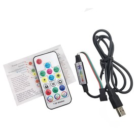 Vrabocry WS2812B WS2811 5050 RGB Led Strip Light Music Controller Mini 17Keys RF Wireless Remote Control 370Modes Change USB 5V for Dream Color RGB LED Strip Light