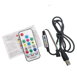 Vrabocry WS2812B WS2811 5050 RGB Led Strip Light Music Controller Mini 17Keys RF Wireless Remote Control 370Modes Change USB 5V for Dream Color RGB LED Strip Light