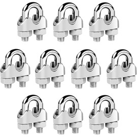 fogman Wire Clips, M3, M4, M5, M6, Rope Stop, Stainless Steel Fixing Hardware, Set of 10 (M5)