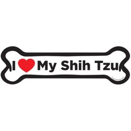 Magnet Me Up I Love My Shih Tzu Dog Bone Magnet Decal, 2x7 Inches, Heavy Duty Automotive Magnet for Car Truck SUV
