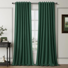 BOODII - Juego de 2 cortinas opacas de 100 pulgadas, con bolsillo trasero para barra, aislamiento térmico, lino verde, cortinas negras para reducir el ruido, oscurecimiento de la sala de estar,