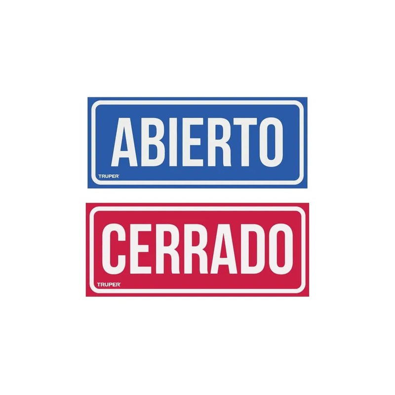 Letrero ''abierto/cerrado'' 28 X 12 Cm Truper 18239