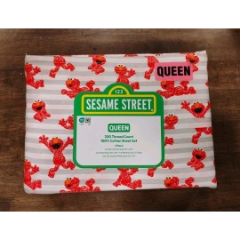 Sesame Street ELMO - QUEEN 4-Piece Cotton Sheet Set  - 200 TC *New*