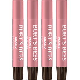 Burt's Bees Shimmer Lip Tint Stocking Stuffers Set, Moisturizing for All Day Hydration with Natural Glowy Pigmented Finish & Buildable Color, Peony (4-Pack)