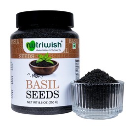 Nutriwish Basil Seeds 8.8 oz (250g) | 100% Natural, Raw & Gluten-Free | Perfect for Smoothies, Drinks & Desserts