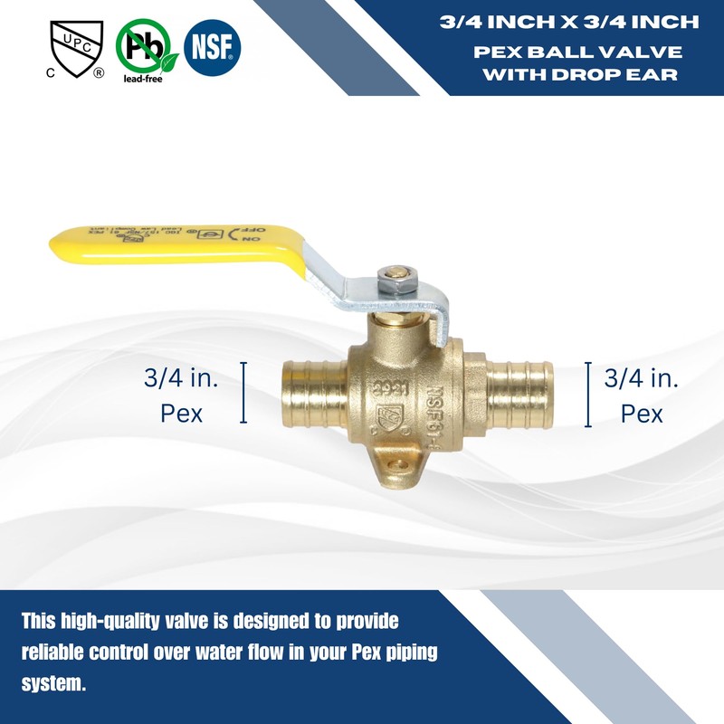 XFITTING Barb Crimp Pex 3/4 Inch Ball Valve With Drop