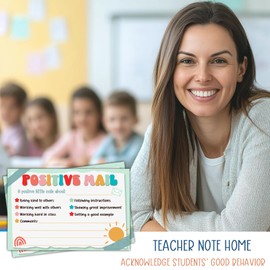 Teacher Positive Mail Incentive Cards, Preschool, Elementary Teacher Mail Good Behavior Incentive Cards to Send Home
