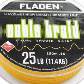 FLADEN Fishing 150m Spools of Quality CABLE BRAID - Teflon Coated Braided Line - Ideal for Spinning (Yellow, 150m - 30lb to 0.20mm) [13-1215030]