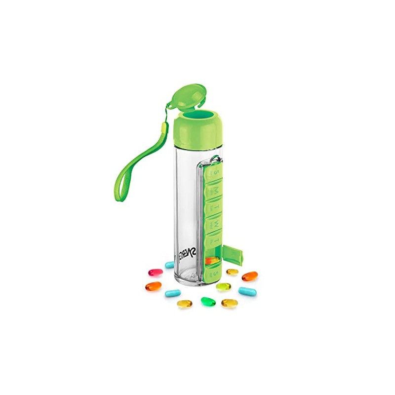 Portable 3-in-1 Water Bottle & Pill Organizer - 400ml