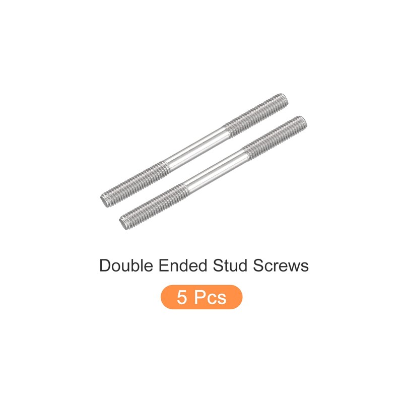 METALLIXITY 5pcs Double Head Stud Screw M6 Screw 70mm Length