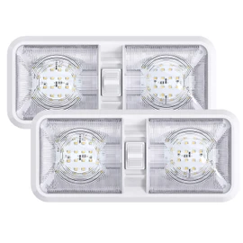 Leisure - Paquete de 2 luces LED para techo de doble cúpula con interruptor de encendido/apagado, iluminación interior para coche/RV/remolque/caravana/barco CC 11-18 V blanco natural (blanco natural