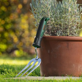 Bosch Garden Hand Tool Hand Fork (for Weeding, Robust, Stainless Steel, Soft Grip Handle, Ergonomic Design)