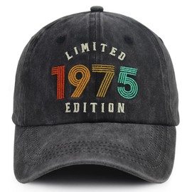 KKMKSHHG 50th Birthday Gifts for Men Women, Limited 1975 Edition Baseball Cap, 50th Birthday Decorations for Her Him, 50 Year Old Hat for Dad Mom Wife Husband Black