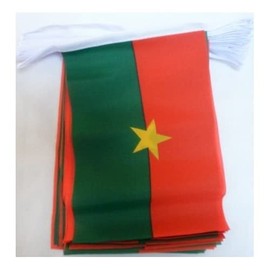 AZ FLAG Burkina Faso 12 meters BUNTING Flag 20 flags 18'' x 12'' - Burkinabé STRING flags 30 x 45 cm