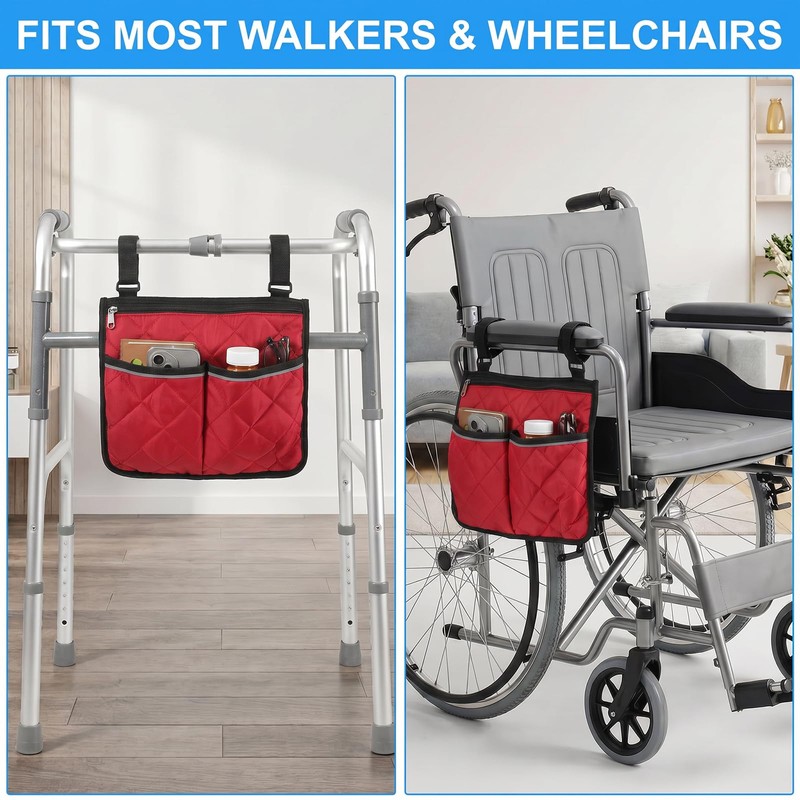 Walker Bag for Folding Walker Walker Basket with Reflective Safety