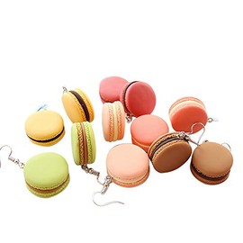 3-5Pairs Cute Dessert Macaron Popcorn Hamburg Pizza Dangle Earrings Hamburger Pizzas Desserts Food Jewelry Cartoon Drop Earrings Wedding Gift for Women Girls-5