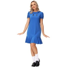 Adult Lucy Dress Sally Women Peanut Costume Good Greif Puff Sleeve Party Dresses XXL Blue