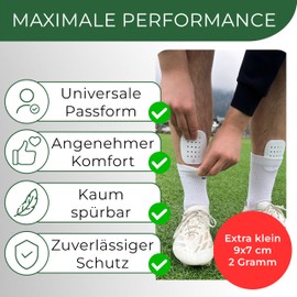 JDP Light Shin Pads, Extremely Light/Barely Noticeable Mini Shin Pads, Football, Universal Size, 9 x 6 cm, Small Shin Pads, Children's Football White