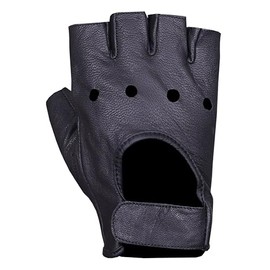 WEEKND WARRIORS Genuine Fingerless Leather Gloves Motorcycle Driving Cycling Half Finger Men Women Teen Unlined Gloves (Black, X-Large)