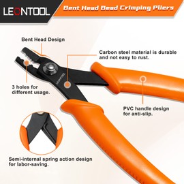 LEONTOOL Mini Bead Crimping Tool 5 Inch 3 Notches for Jewelry Making Jewelry Crimping Tool Bead Crimping Tool for 2mm and 3mm Beads and Micro Tubes Wire DIY Crafts