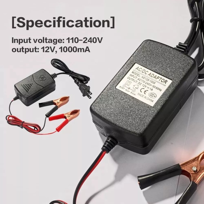 Reswish Car Battery Charger,12V Battery Charger with Crocodile Clip and