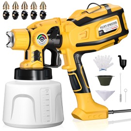 Paint Sprayer, Cosyjazz 1200W HVLP Spray Paint Gun with 5 Nozzles & 3 Spray Patterns, Adjustable Flow Control, 1400ml Container & Cleaning Tools, for House Painting, Fences, Cabinets, Walls etc