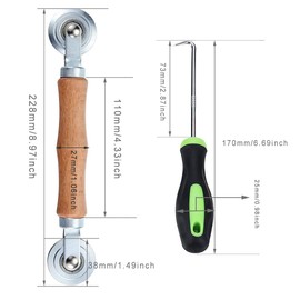 VIVIIHOO Tool Retractable Roller with Wooden Handle Hook Tool Piping Retractor Piping Roller Screen Window Spline Roller Accessories for Fly Screen Mosquito Screen Window Door Seal