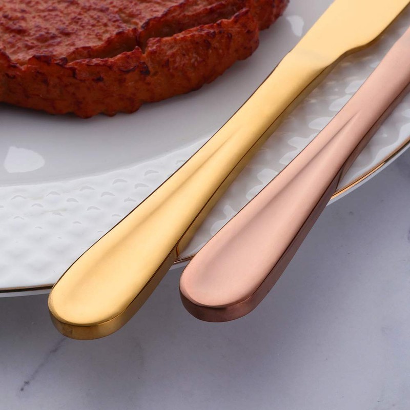 BYEGOU Gold Steak Knives Set of 12, 9 Inch Stainless