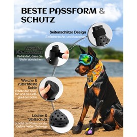 Dog Shoes Paw Protection Outdoor - Dog Shoes Waterproof, Easy to Put on and Take Off, Breathable, Non-Slip, Easy to Clean Dog Boots for Summer Heat and Winter Snow (Black, XS)
