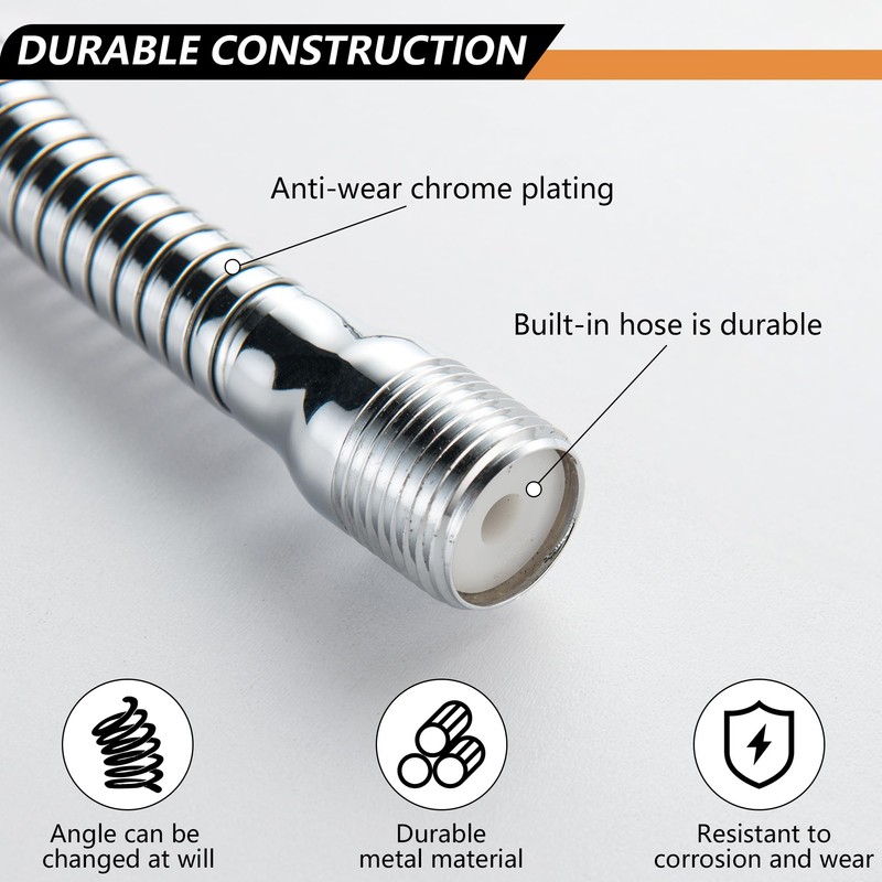 Adjustable Shower Arm, Chrome 11.8 Inches Flexible Shower Head for