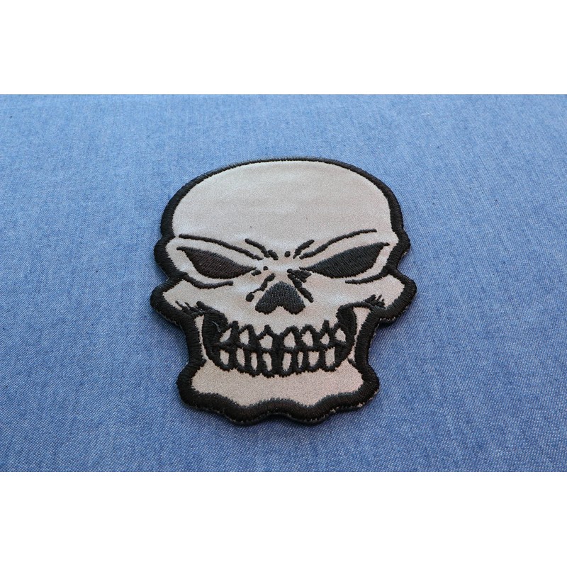Reflective Skull Patch, Biker Skull Patches