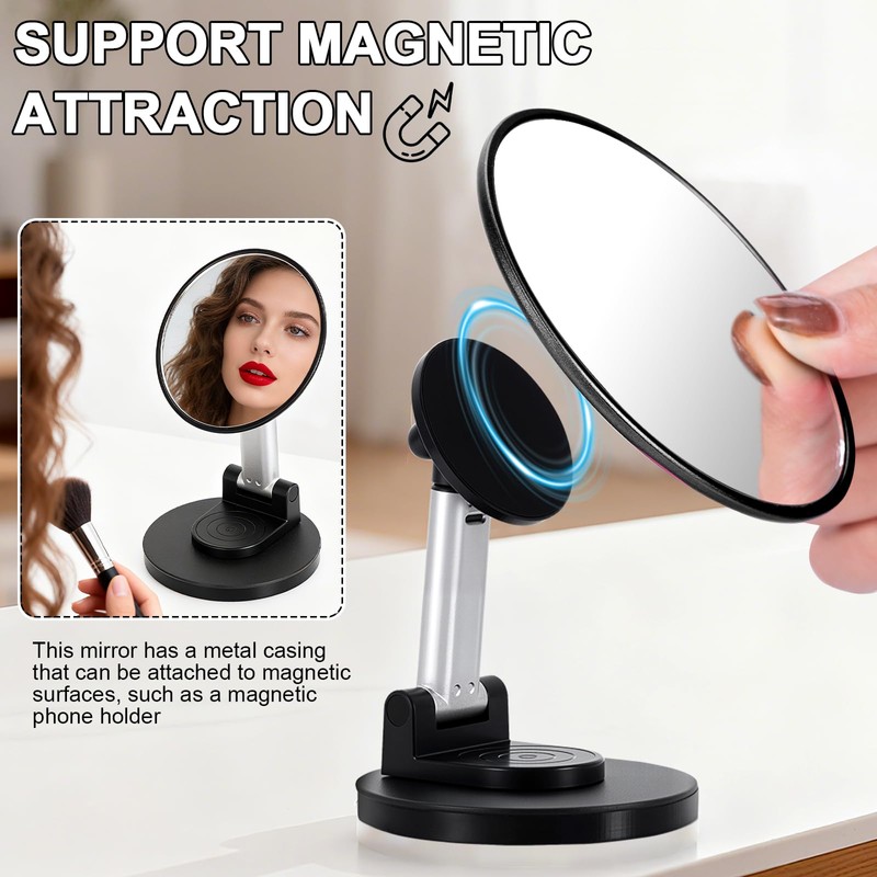 Retro metal compact travel mirror 1x magnification compact portable foldable,