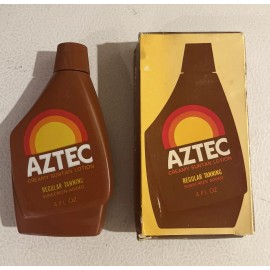 Aztec Vintage 1970s Aztec Sun Tan Lotion Plastic Tanning Oil Bottle Full NOS Dow