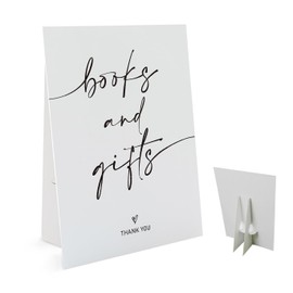 Books and Gifts Sign(8 x 11 Inch Table Sign with Holder), Minimalist Baby Shower Decoration Sign, Bridal Shower Baby Shower Favors for Guests, Thank You Sign-BSLP03