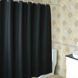 Ariioky Shower Curtain, Waterproof, Made of PEVA Bathroom, Lavatory Home/Hotel Divider, Concealing, Bath Curtain, Shower Curtain, Solid Color, Black (Width 70.9 x Height 70.9 inches (180 x 180 cm))