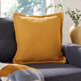 SAFAVIEH Home Collection Lucina Yellow 18-inch Square Decorative Accent Throw Pillow (Insert Included) PLS6536A-1818