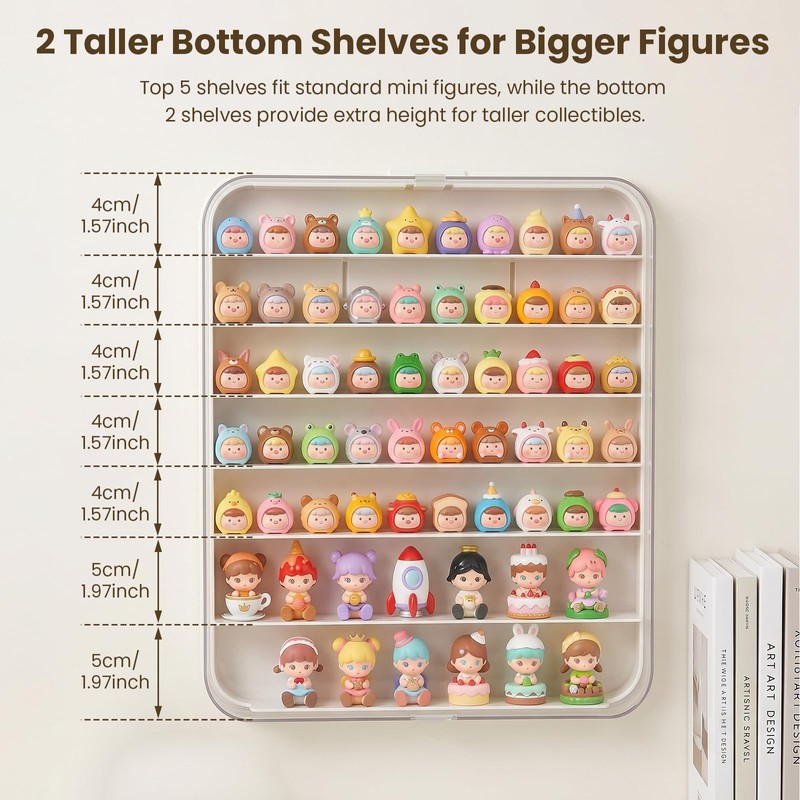 Clear Minifigure Display Case, Wall-Mounted Mini Figure Display Box, Multi-Tier