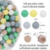 MIIIM 120 PCS Silicone Beads 15mm Kit, Silicone Beads for
