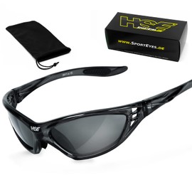HSE® SportEyes® UV400 Protective Filter, HLT® Plastic Safety Glass According to DIN EN 166, Sports Glasses, Cycling Glasses, Sunglasses (Smoke)