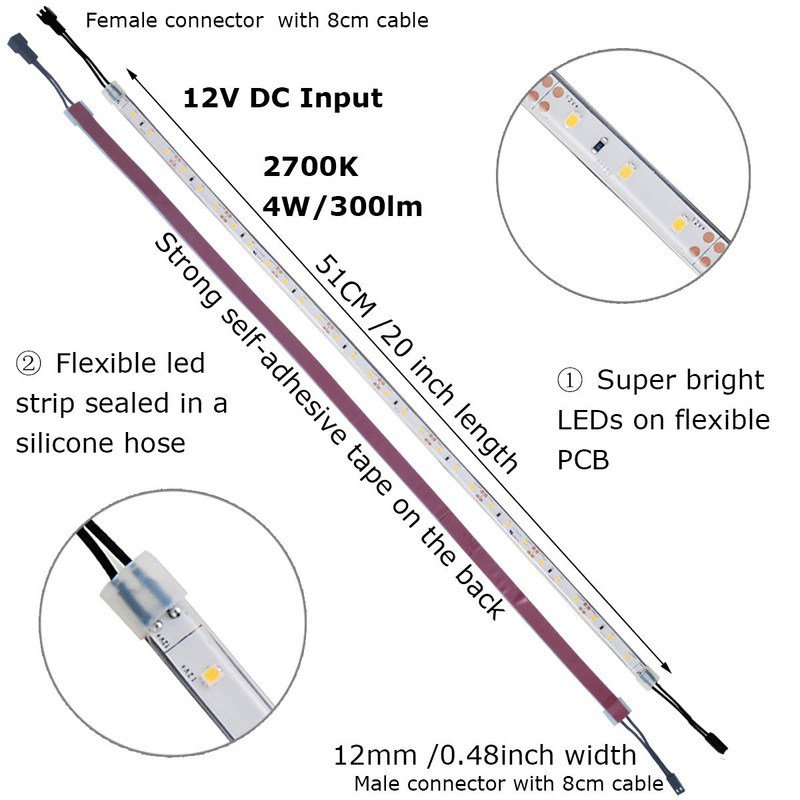 Litever Under Cabinet LED Lighting Kit, 4 PCS 20 Inches