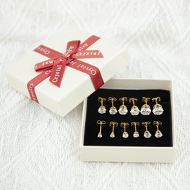 Mochity 6 Pairs of Stud Earrings, Gold, Sleeper Cartilage Stud Earrings, Hypoallergenic Earrings Set for Men and Women, Stainless Steel, 14K Gold-Plated Earrings, Stainless Steel