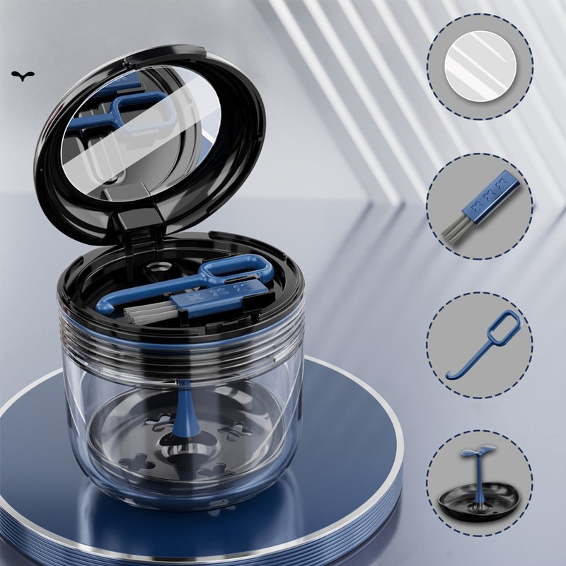 Mouth Guard Case Storage Box Good Sealing with Brush Mirror