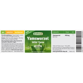 Yam (Wild Yams), 450 mg, Highly Dosed (Minimum 20% Diosgenin Extract Vegi Capsules – Good For Hormone Balance. Promotes the Body's Own DHEA, Production. No Artificial Additives. GM Free. Vegan., , ,