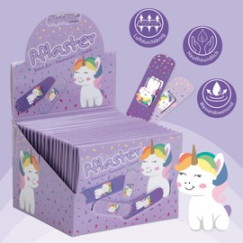Lutz Mauder Children's Plaster Display Set with 20 Unicorn Plaster Letters with 10 Plasters in 2 Sizes (200 Individual Plasters), Nursery, Nursery, Doctor, Hort, Educator, Birthday, Guest Gift