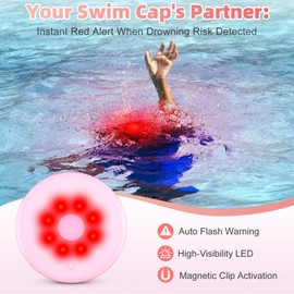 Maoligo Pool Safety Alarm, Swim Cap Partner, Drowning Prevention Alart for Pool, Swiming (Pink)​