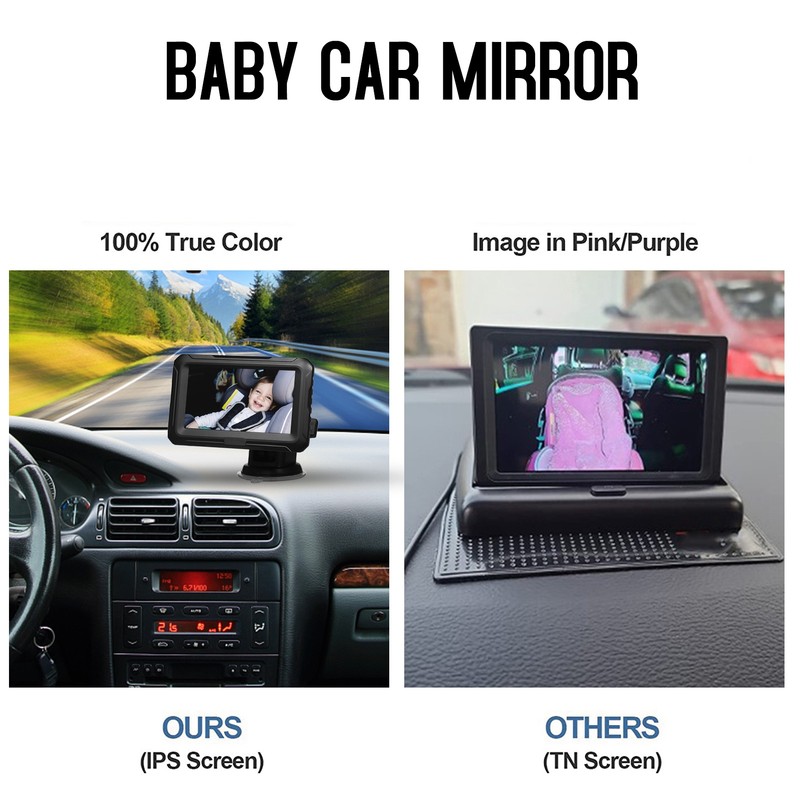 Baby Car Mirror 1080P Baby Camera with 4.3'' IPS Screen